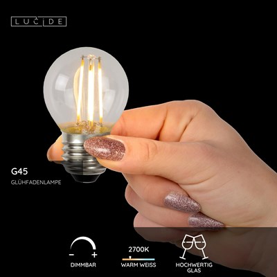 Lucide G45 - Glühfadenlampe - Ø 4,5 cm - LED Dim. - E27 - 1x4W 2700K - Transparent